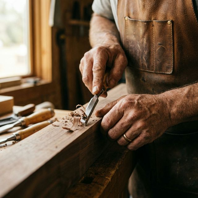 Carpenter working with precision